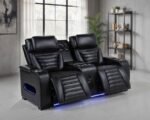 ZUMA FAUX LEATHER DUAL POWER RECLINING LED LOVESEAT BLACK - Image 3