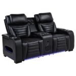 ZUMA FAUX LEATHER DUAL POWER RECLINING LED LOVESEAT BLACK