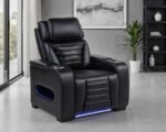 ZUMA FAUX LEATHER UPHOLSTERED DUAL POWER LED RECLINER BLACK - Image 2