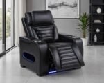 ZUMA FAUX LEATHER UPHOLSTERED DUAL POWER LED RECLINER BLACK - Image 3