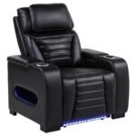 ZUMA FAUX LEATHER UPHOLSTERED DUAL POWER LED RECLINER BLACK