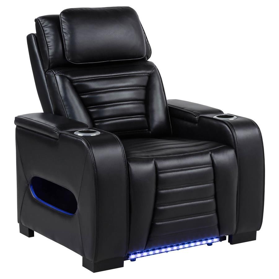 603253PP_03x900.jpg ZUMA FAUX LEATHER UPHOLSTERED DUAL POWER LED RECLINER BLACK - Image 1