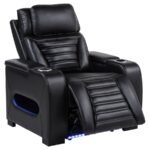 ZUMA FAUX LEATHER UPHOLSTERED DUAL POWER LED RECLINER BLACK - Image 4