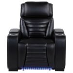 ZUMA FAUX LEATHER UPHOLSTERED DUAL POWER LED RECLINER BLACK - Image 5