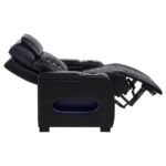 ZUMA FAUX LEATHER UPHOLSTERED DUAL POWER LED RECLINER BLACK - Image 7