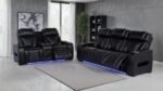 ZUMA FAUX LEATHER UPHOLSTERED DUAL POWER LED RECLINER BLACK - Image 10