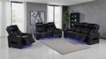 ZUMA FAUX LEATHER UPHOLSTERED DUAL POWER LED RECLINER BLACK - Image 11