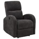 GRANT FABRIC UPHOLSTERED POWER RECLINER CHAIR CHARCOAL GREY - Image 3