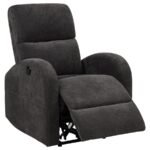 GRANT FABRIC UPHOLSTERED POWER RECLINER CHAIR CHARCOAL GREY