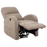 GRANT FABRIC UPHOLSTERED POWER RECLINER CHAIR CAMEL - Image 4