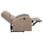 GRANT FABRIC UPHOLSTERED POWER RECLINER CHAIR CAMEL - Image 6