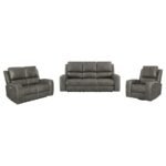 BRICKSTON 3-PIECE TRIPLE POWER RECLINING SOFA SET CHARCOAL - Image 2