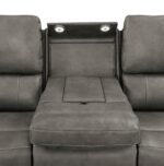 BRICKSTON 3-PIECE TRIPLE POWER RECLINING SOFA SET CHARCOAL - Image 9