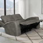 BRICKSTON TRIPLE POWER RECLINING LOVESEAT CHARCOAL
