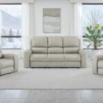 BRICKSTON 3-PIECE TRIPLE POWER RECLINING SOFA SET GREY
