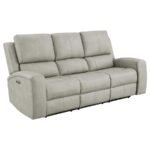 BRICKSTON 3-PIECE TRIPLE POWER RECLINING SOFA SET GREY - Image 3