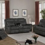 LAWRENCE 3-PIECE UPHOLSTERED RECLINING SOFA SET CHARCOAL
