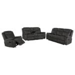 LAWRENCE 3-PIECE UPHOLSTERED RECLINING SOFA SET CHARCOAL - Image 2