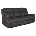 LAWRENCE 3-PIECE UPHOLSTERED RECLINING SOFA SET CHARCOAL - Image 3