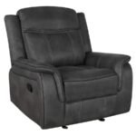 LAWRENCE 3-PIECE UPHOLSTERED RECLINING SOFA SET CHARCOAL - Image 5
