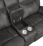 LAWRENCE 3-PIECE UPHOLSTERED RECLINING SOFA SET CHARCOAL - Image 7