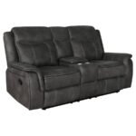 LAWRENCE UPHOLSTERED PADDED ARM RECLINING LOVESEAT CHARCOAL