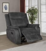 LAWRENCE UPHOLSTERED PADDED ARM GLIDER RECLINER CHARCOAL - Image 3