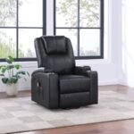 ARMSTRONG UPHOLSTERED POWER LIFT MASSAGE RECLINER BLACK - Image 2