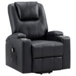 ARMSTRONG UPHOLSTERED POWER LIFT MASSAGE RECLINER BLACK - Image 4