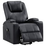 ARMSTRONG UPHOLSTERED POWER LIFT MASSAGE RECLINER BLACK