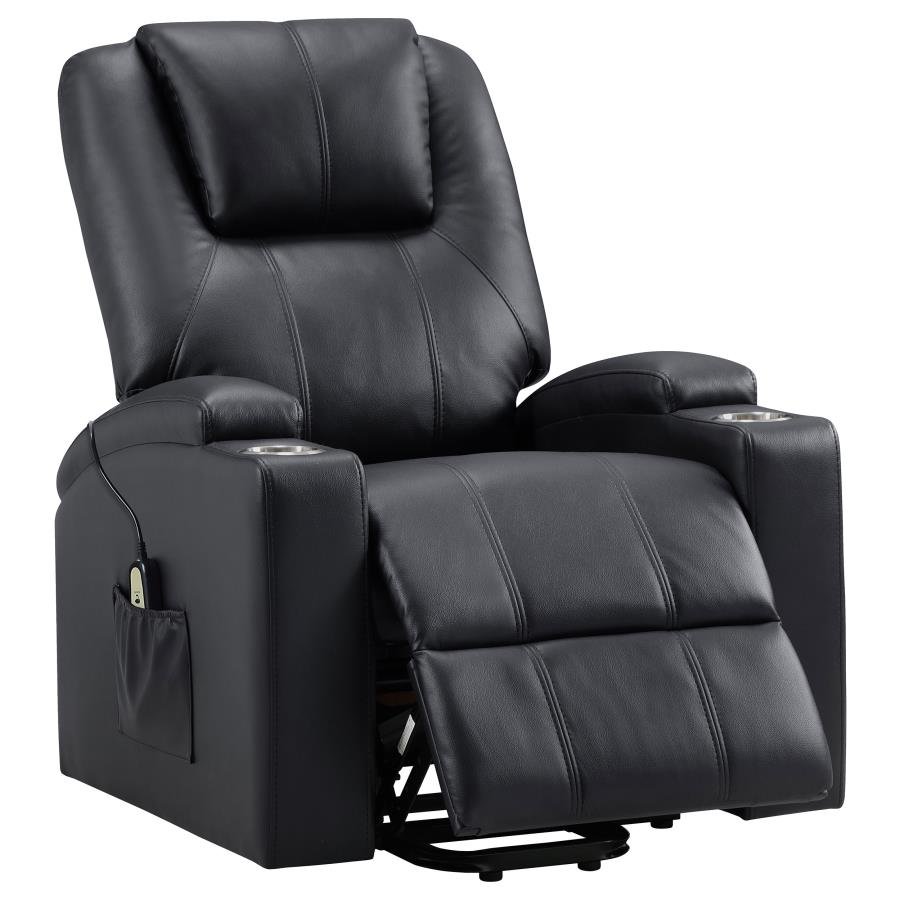 609475P_05x900.jpg ARMSTRONG UPHOLSTERED POWER LIFT MASSAGE RECLINER BLACK - Image 1