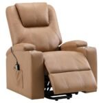 ARMSTRONG UPHOLSTERED POWER LIFT MASSAGE RECLINER CAMEL