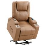 ARMSTRONG UPHOLSTERED POWER LIFT MASSAGE RECLINER CAMEL - Image 7
