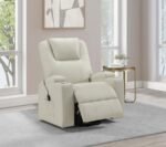 ARMSTRONG UPHOLSTERED POWER LIFT MASSAGE RECLINER IVORY - Image 3