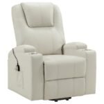 ARMSTRONG UPHOLSTERED POWER LIFT MASSAGE RECLINER IVORY - Image 5
