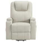 ARMSTRONG UPHOLSTERED POWER LIFT MASSAGE RECLINER IVORY - Image 7