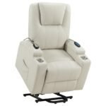 ARMSTRONG UPHOLSTERED POWER LIFT MASSAGE RECLINER IVORY - Image 8