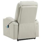 ARMSTRONG UPHOLSTERED POWER LIFT MASSAGE RECLINER IVORY - Image 9