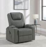 ARMSTRONG UPHOLSTERED POWER LIFT MASSAGE RECLINER GREY - Image 2