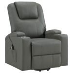 ARMSTRONG UPHOLSTERED POWER LIFT MASSAGE RECLINER GREY - Image 4