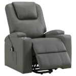 ARMSTRONG UPHOLSTERED POWER LIFT MASSAGE RECLINER GREY