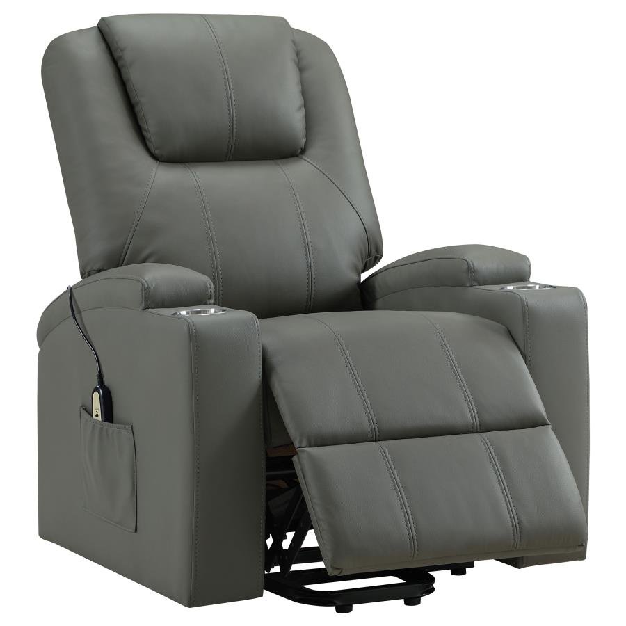 609478P_05x900.jpg ARMSTRONG UPHOLSTERED POWER LIFT MASSAGE RECLINER GREY - Image 1