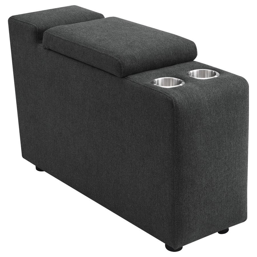 609530CON_02x900.jpg COLLINS UPHOLSTERED MODULAR STORAGE CONSOLE DARK GREY - Image 1