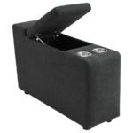 COLLINS UPHOLSTERED MODULAR STORAGE CONSOLE DARK GREY - Image 3