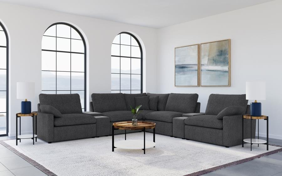 609530P-SETA_01x900.jpg COLLINS 7-PIECE MODULAR POWER RECLINING SECTIONAL DARK GREY - Image 1