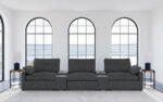 COLLINS 5-PIECE POWER RECLINING HOME THEATER SEATING DARK GREY - Image 2