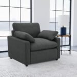 COLLINS UPHOLSTERED POWER RECLINER CHAIR DARK GREY - Image 2
