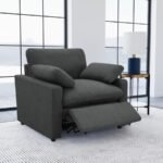 COLLINS UPHOLSTERED POWER RECLINER CHAIR DARK GREY - Image 3