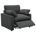COLLINS UPHOLSTERED POWER RECLINER CHAIR DARK GREY - Image 4