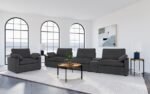 COLLINS UPHOLSTERED POWER RECLINER CHAIR DARK GREY - Image 13